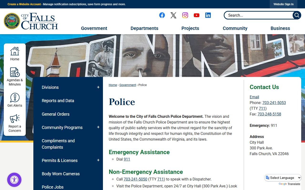 Falls Church police department felony records