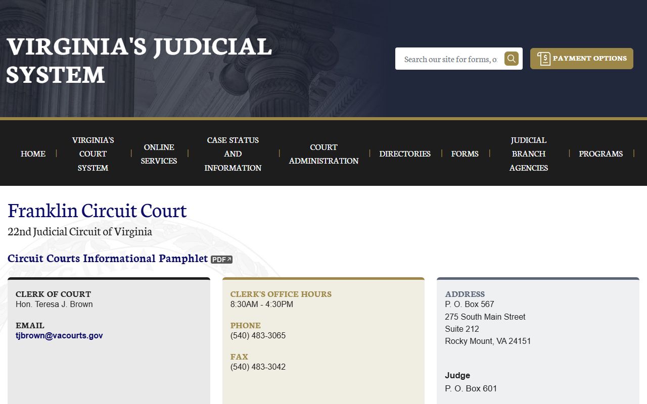 Franklin County circuit court felony records