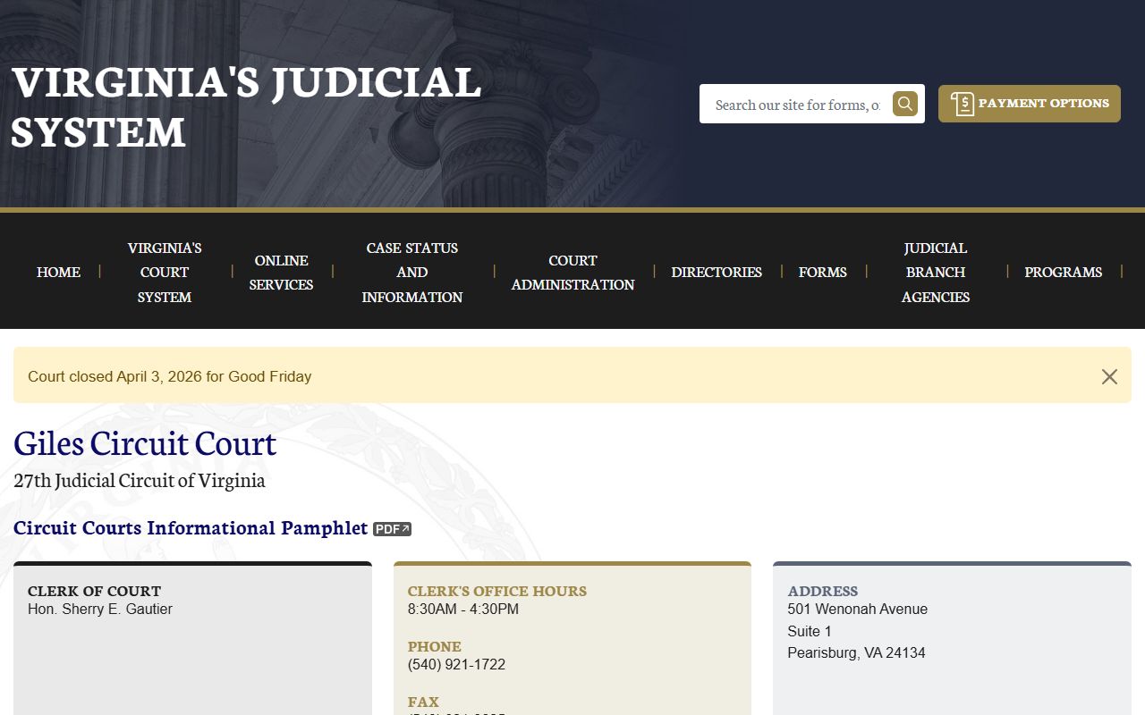 Giles County circuit court felony records