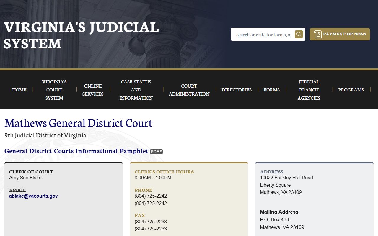 Mathews County general district court felony records