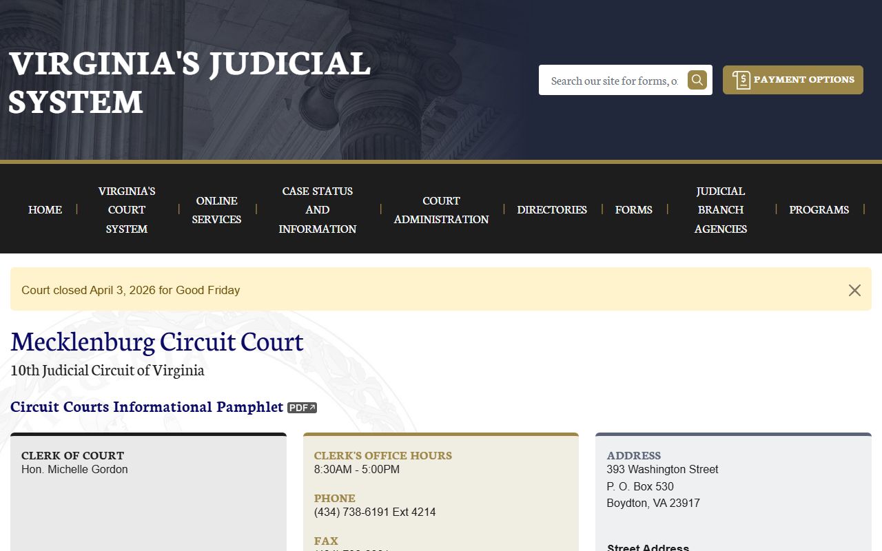 Mecklenburg County circuit court felony records