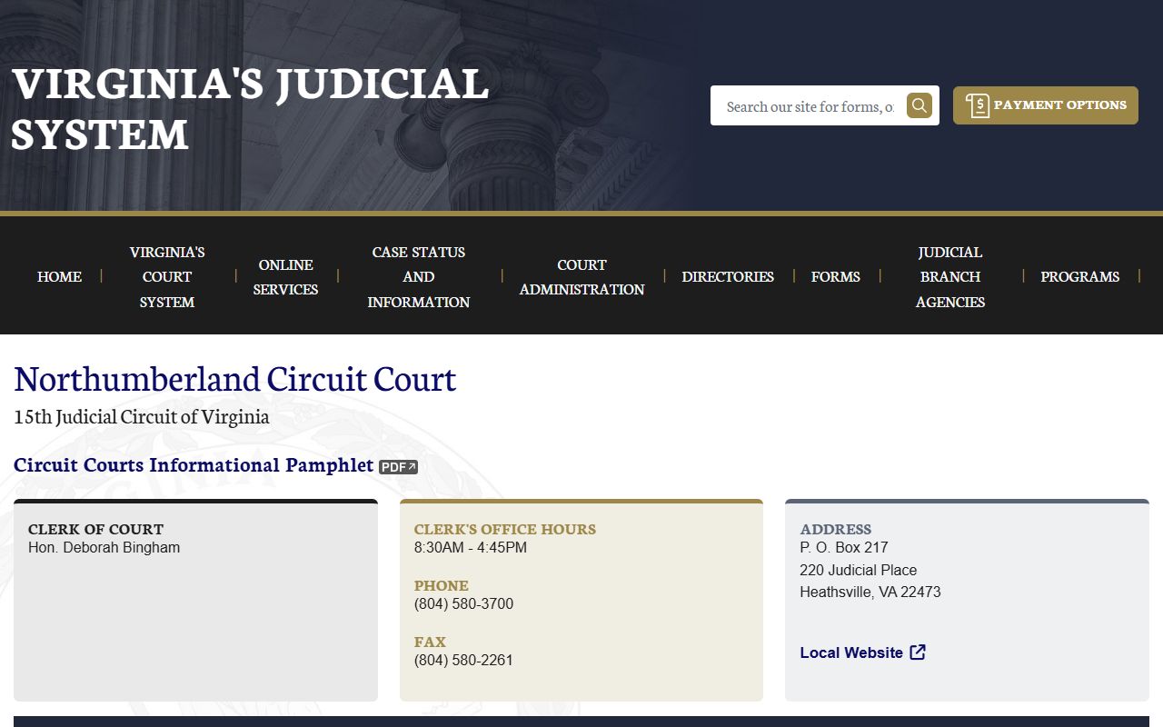 Northumberland County circuit court felony records