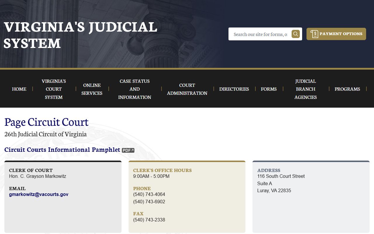 Page County circuit court felony records