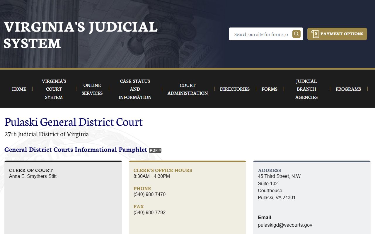 Pulaski County general district court felony records