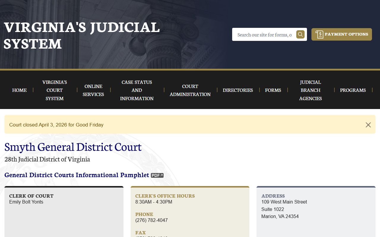 Smyth County general district court felony records