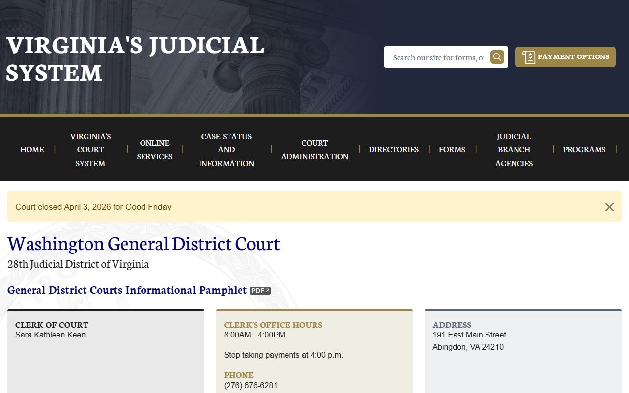 Washington County general district court felony records