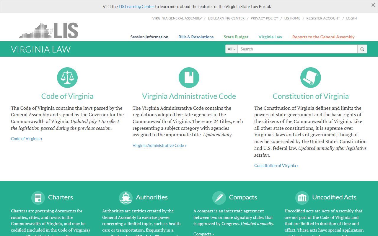 Virginia State Law Library for felony statutes and criminal code