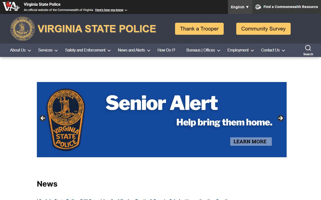 Virginia State Police criminal history and felony records