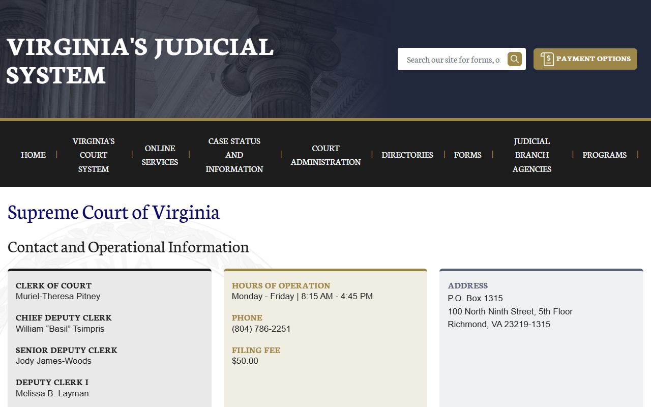 Virginia Supreme Court for felony appeals and case law